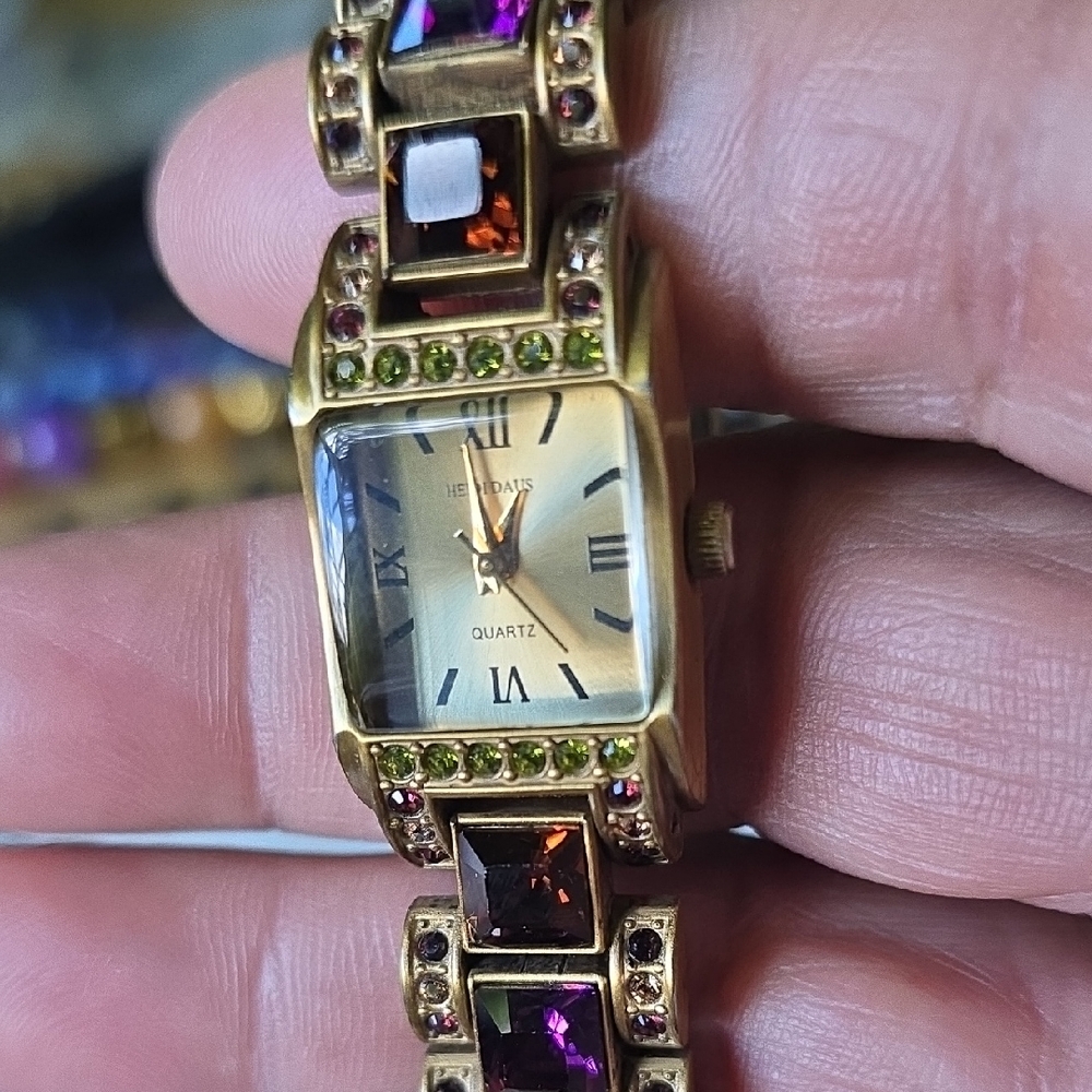 Heidi Daus Gold Tone and Purple Women's Watch